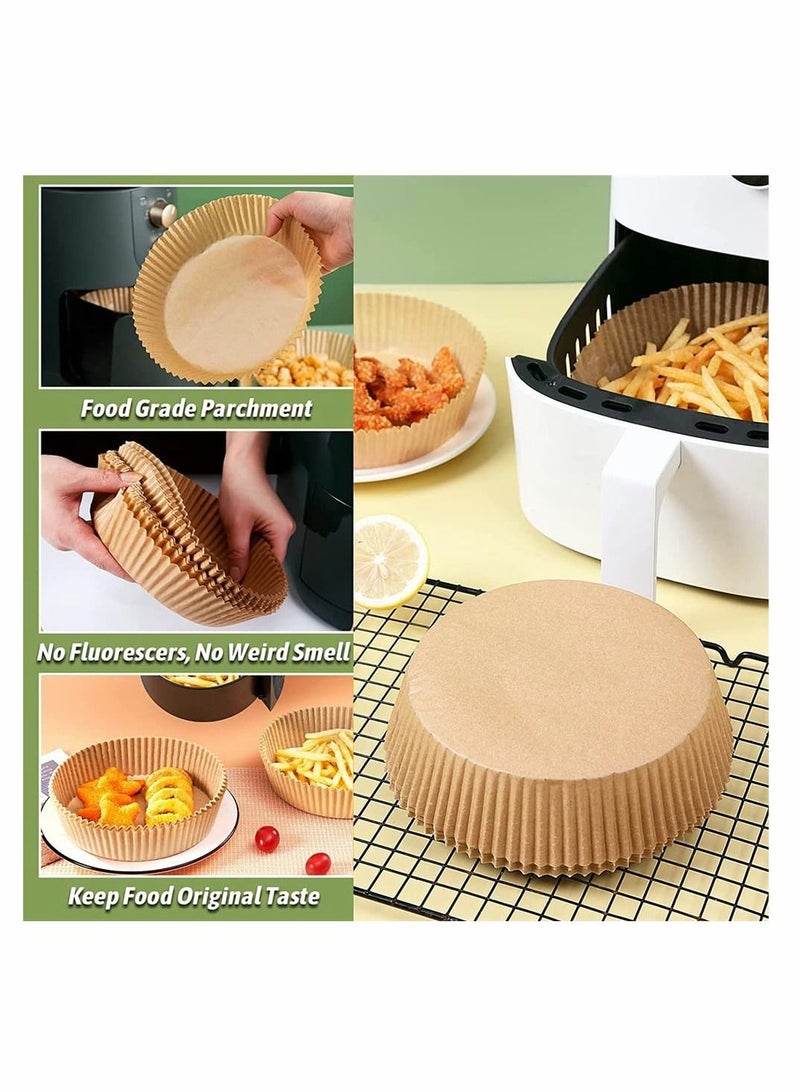 KASTWAVE 100 PCS Air Fryer Disposable Paper Liner, Non-stick Disposable Air Fryer Liners, Baking Paper for Air Fryer Microwave Oil-proof, Water-proof, Unperforated Round Paper Liner (Natural Color, 6.3 Inch) - Image 4