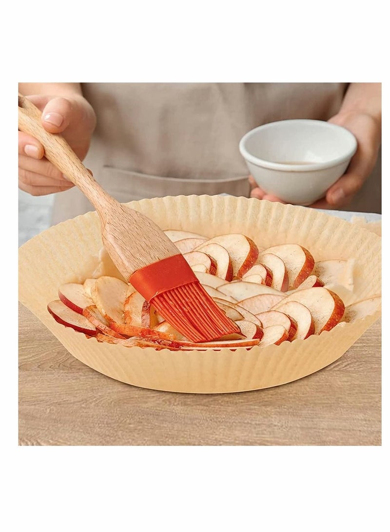 KASTWAVE 100 PCS Air Fryer Disposable Paper Liner, Non-stick Disposable Air Fryer Liners, Baking Paper for Air Fryer Microwave Oil-proof, Water-proof, Unperforated Round Paper Liner (Natural Color, 6.3 Inch) - Image 5