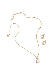 Huitich Elegant Gold Colour Alloy Necklace & Earrings Set with Crystals and Pearls  - Image 5