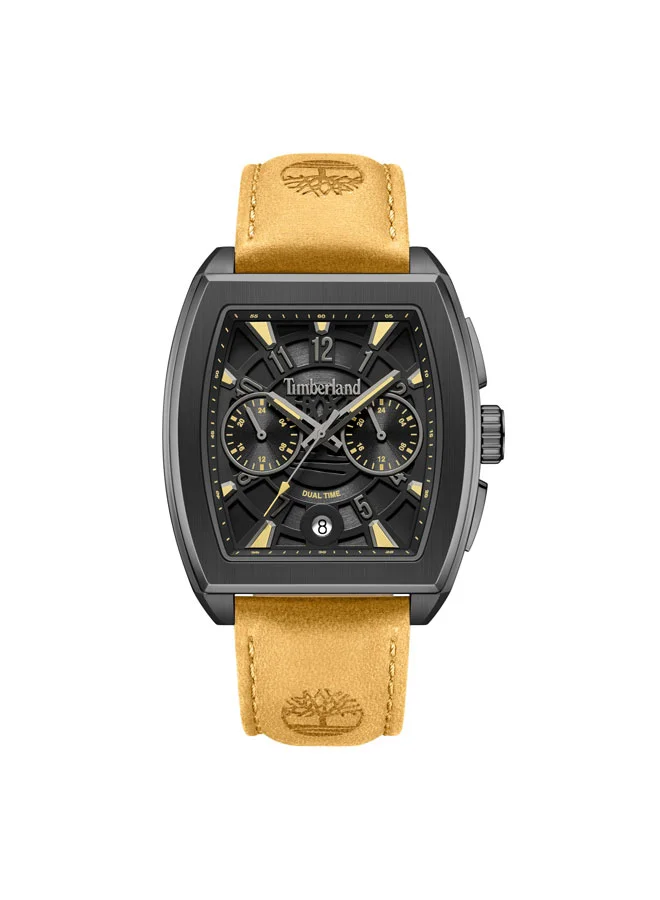 Morristown Black Dial Leather Strap Multifunction Watch for Men, 40mm