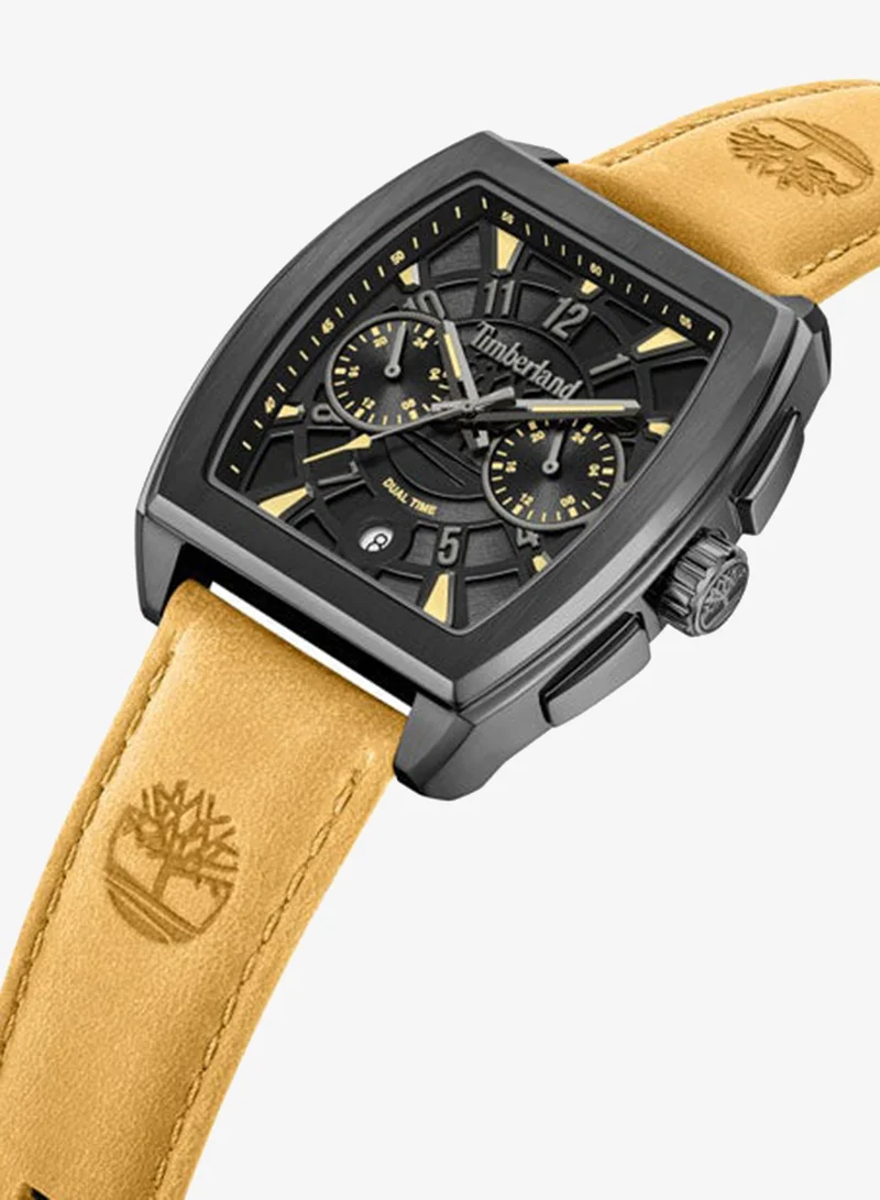 Timberland Morristown Black Dial Leather Strap Multifunction Watch for Men, 40mm