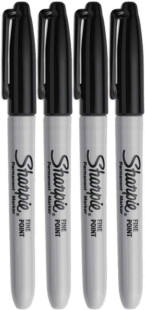 Sharpie Permanent Markers Fine Point Black Ink 4Pack - Image 1