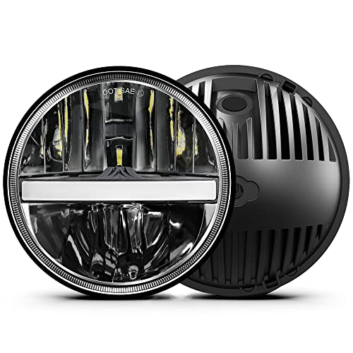 UNISHINE 7Inch LED Headlights with Amber Turn Signal White DRL DOT Approved HiLo Beam Compatible with Jeep Wrangler JK TJ CJ Chevy and Miata