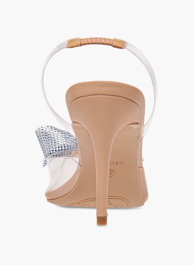 Celeste Women's Bow Embellished Slingback Shoes with Stiletto Heels Ramadan Collection  - Image 5