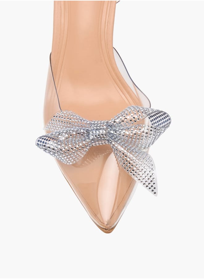 Celeste Women's Bow Embellished Slingback Shoes with Stiletto Heels Ramadan Collection  - Image 4