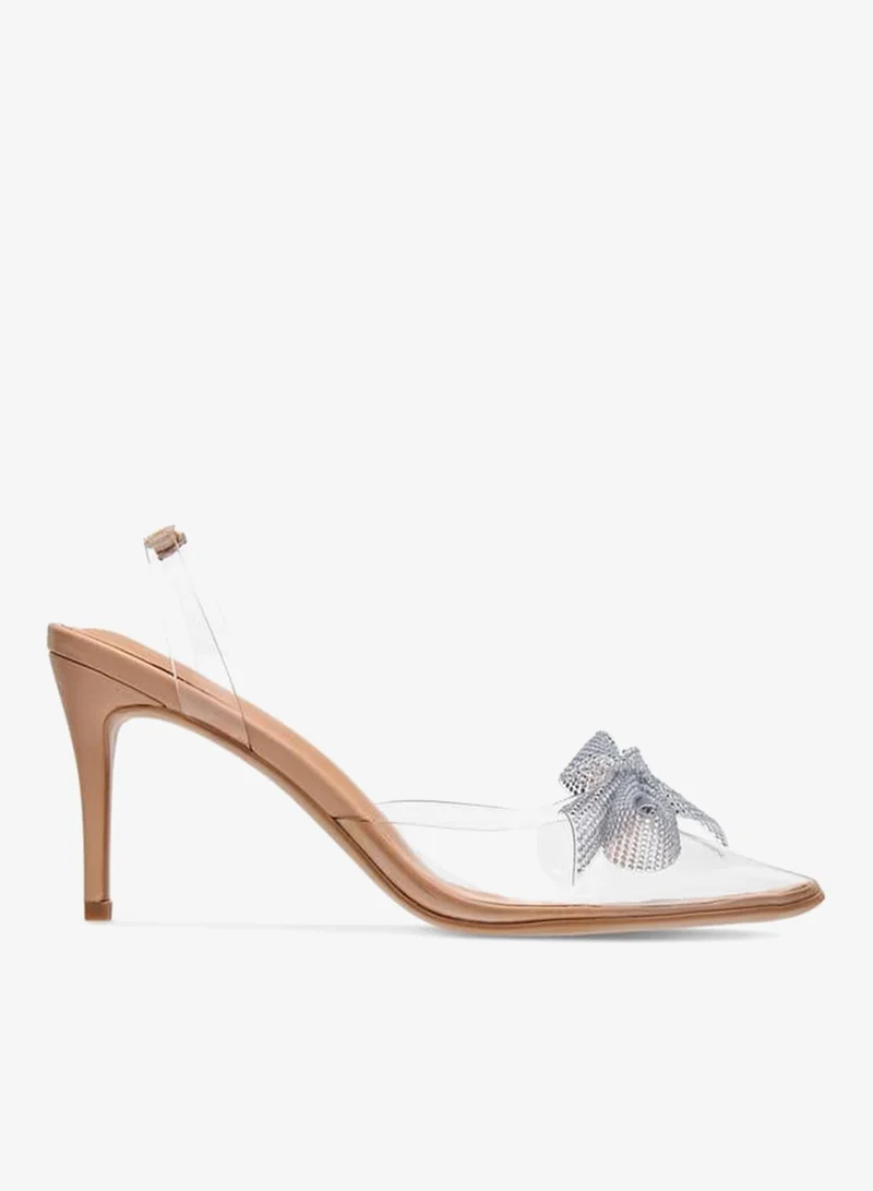 Celeste Women's Bow Embellished Slingback Shoes with Stiletto Heels Ramadan Collection