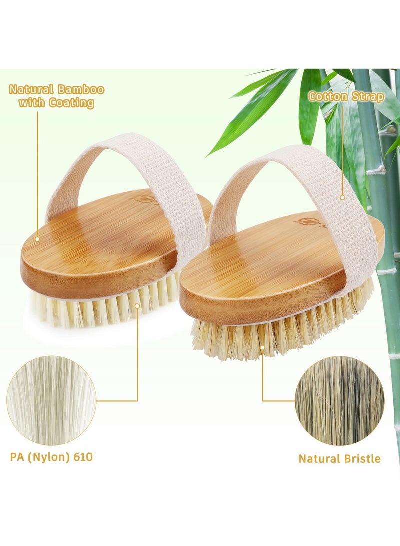 Natural Bristle Dry Brush Set - Exfoliating Body Brush for Wet or Dry Skin Care Routine - Image 2