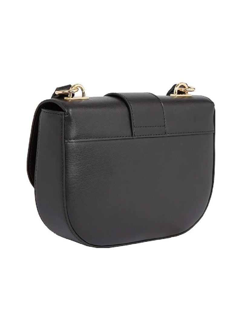 TOMMY HILFIGER - Women's Chain Flap Crossover Handbags - Polyurethane, Black - Image 1