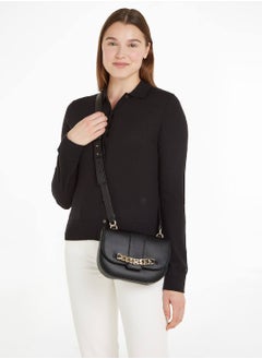 TOMMY HILFIGER Women's Chain Flap Crossover Handbags - Polyurethane, Black  - Image 2