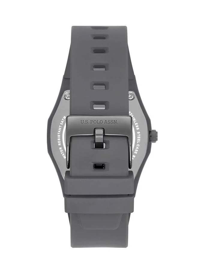 يو اس بولو اسن Yard 40mm Grey Monochromatic Men's Watch with Silicone Strap