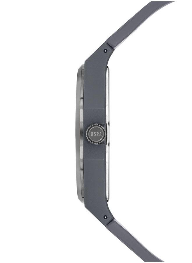 U.S. Polo Assn. U.S. Polo Assn. Yard 40mm Grey Monochromatic Watch with Silver Accents and Silicone Band - Timeless Elegance, USPA1083-05  - Image 2