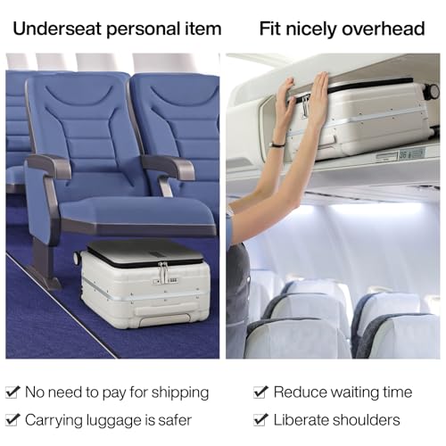 Hanke 16 Inch Underseat Carry On Luggage with Wheels,Small Hard Shell Suitcases for Weekender,Top Opening Lightweight Travel Luggage Suitcase for Womem Men,Ivory White. - Image 2
