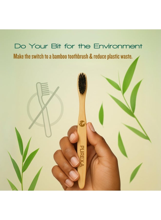 PUREXA Bamboo Toothbrush with Activated Charcoal BPA-Free Soft Bristles (Pack of 6), 100% Natural, Eco-Friendly and Biodegradable Handle - Image 4