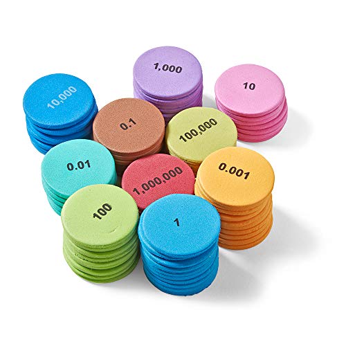 hand2mind Soft Foam Place Value Disks 10 Values, Counting Chips for Kids, Math Counters Kindergarten, Math Teacher Supplies, Base 10 Math Manipulatives for Elementary School (Pack of 875) - Image 1