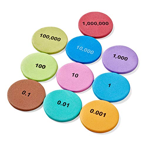 hand2mind Soft Foam Place Value Disks 10 Values, Counting Chips for Kids, Math Counters Kindergarten, Math Teacher Supplies, Base 10 Math Manipulatives for Elementary School (Pack of 875) - Image 3
