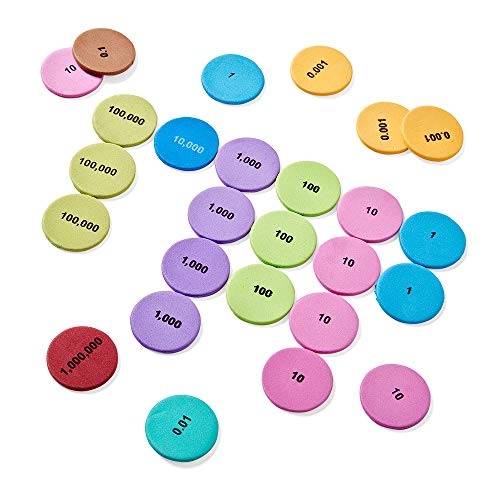 hand2mind Soft Foam Place Value Disks 10 Values, Counting Chips for Kids, Math Counters Kindergarten, Math Teacher Supplies, Base 10 Math Manipulatives for Elementary School (Pack of 875) - Image 5