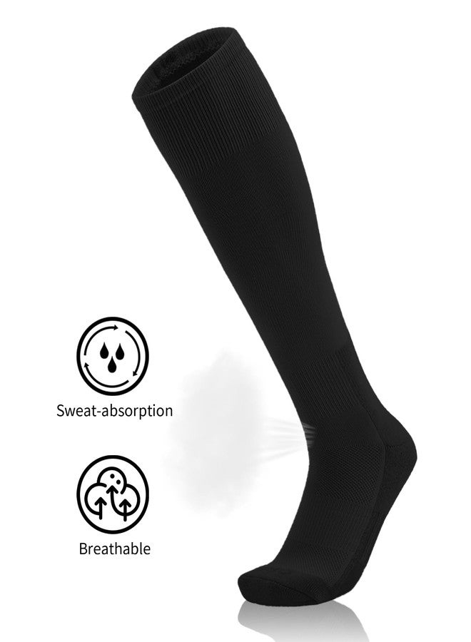QBK 2T/3T/4T/5T To Youth Toddler Athletic Soccer Baseball Softball Socks 2 Pairs (Black 5-7Y) - Image 2