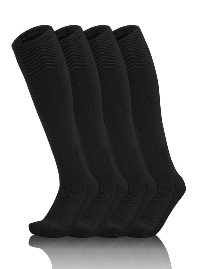 QBK 2T/3T/4T/5T To Youth Toddler Athletic Soccer Baseball Softball Socks 2 Pairs (Black 5-7Y) - Image 1