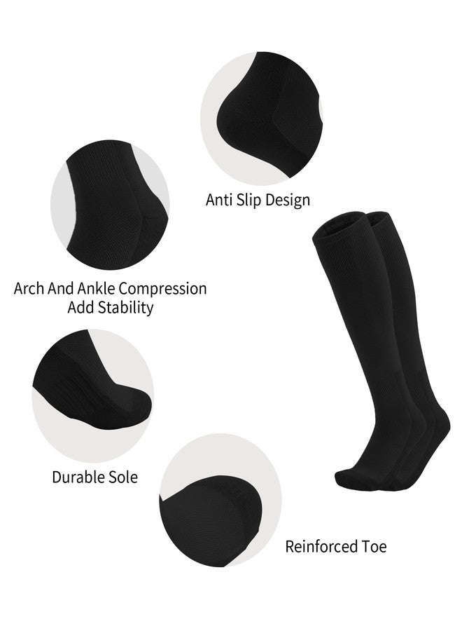 QBK 2T/3T/4T/5T To Youth Toddler Athletic Soccer Baseball Softball Socks 2 Pairs (Black 5-7Y) - Image 3