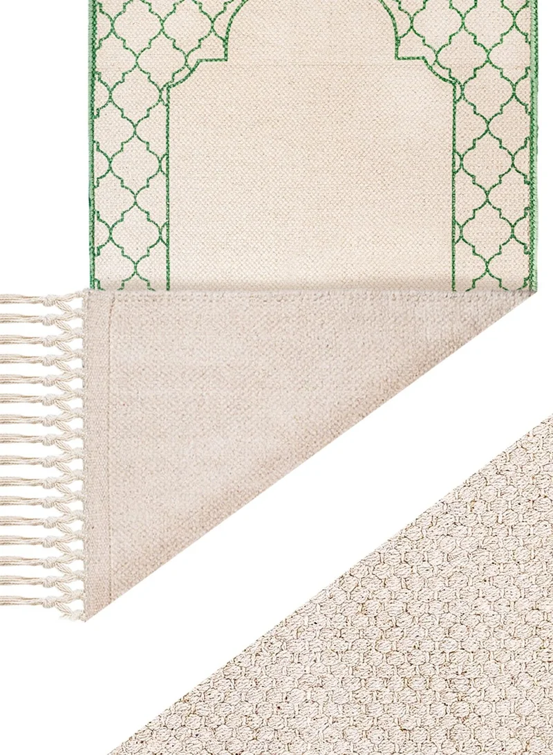 KHAMSA Comfort | Muslim Prayer Rug Prayer Mat with Added Foam Adult Size 65 cm x 110 cm Arabic Style Janamaz in 100% Soft Organic Cotton Fabric Handcrafted Arabic Design | Akhdar - Green