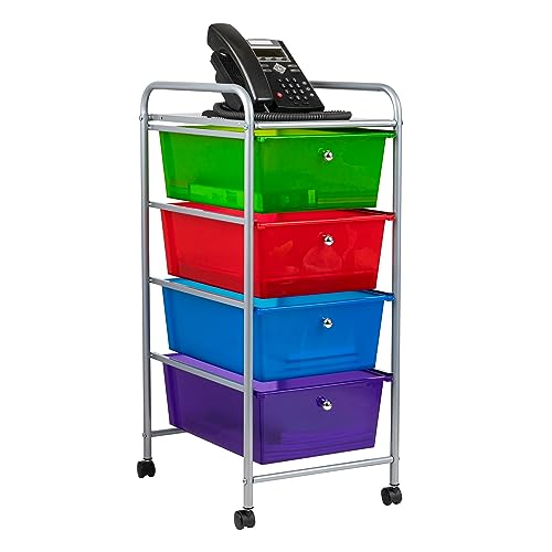 Mind Reader Rolling Cart with Drawers Utility Cart Craft Storage Kitchen Metal 1275L x 1525W x 30H Multicolor