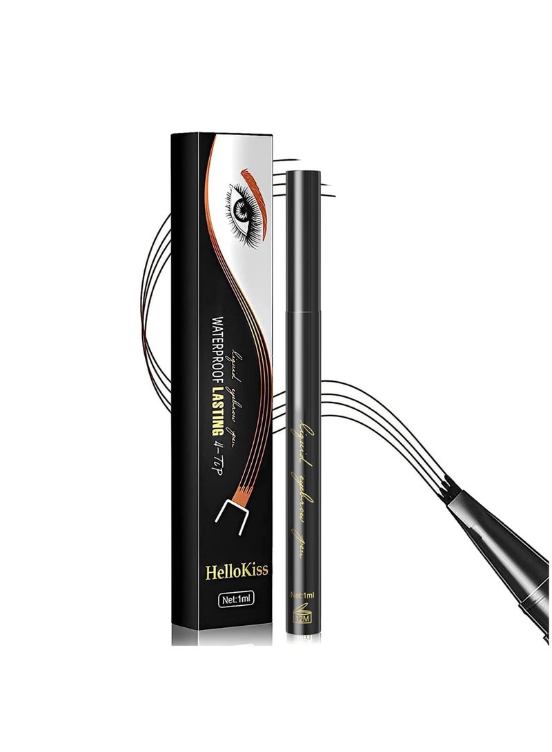 EXCEFORE Dark Brown Eyebrow Pen, Precision Eyebrow Pencil Long Lasting Fine Four-Fork Liquid Eyebrow Pen, 4D Natural Wild Eyebrow Definer Pencils Makeup (Dark Brown) - Image 1