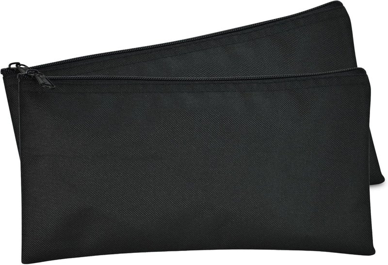 DALIX Bank Bags Money Pouch Securit Deposit Utility Zipper Coin Bag Black 2 Pack - Image 1