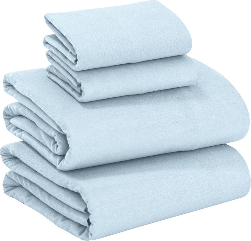 RUVANTI 100% Cotton Flannel Sheets Full Size - 4 Piece Warm, Soft & Breathable, Deep Pocket, Double Brushed Cozy All Season Bedding Set, Niagra Mist - Image 1