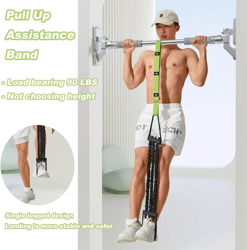 LinJie 2-in-1 Pull Up Assistance Band - Adjustable Resistance Bands for Home Gym Strength Training (Green) - Image 2