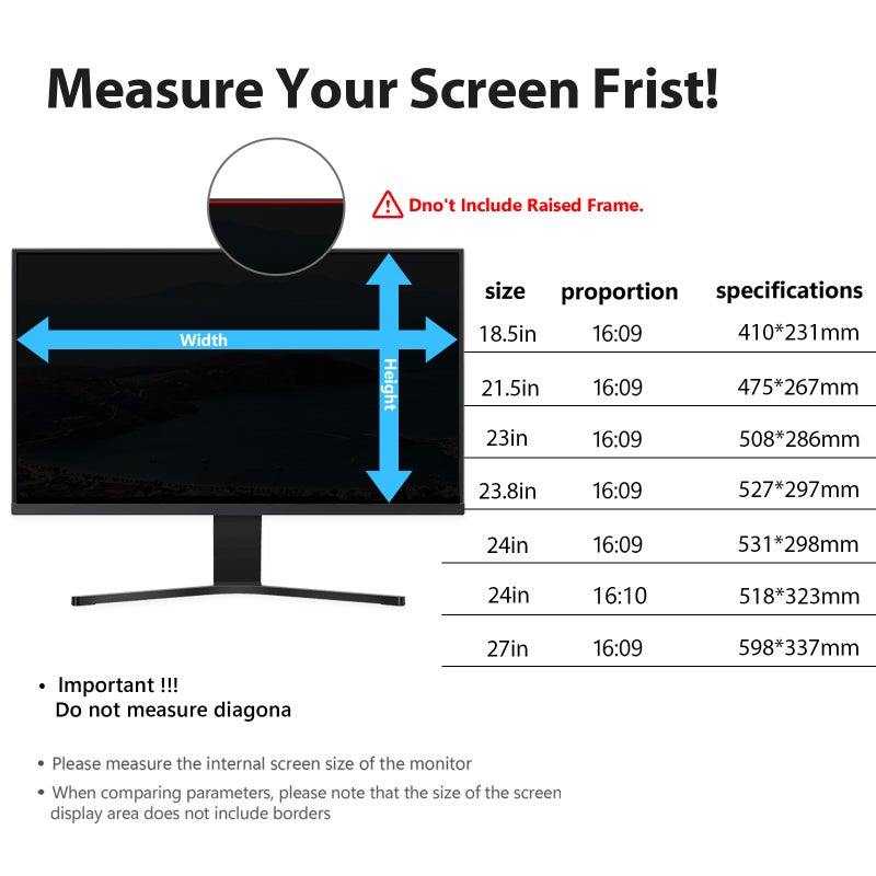 Universal Anti-Peeping Screen Protector 24in 16:10 Blue Light Blocking Monitor Filter for Computer/Laptop Snap-On Type Installation 24in 16:10 - Image 2