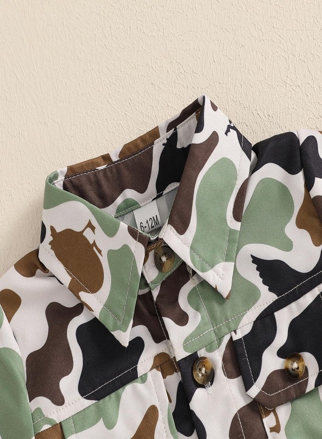 Mobbdow Toddler Baby Boy Hunting Outfit Duck Camo Button Down Short Sleeve Shirt Top and Shorts Set 2Pcs Summer Outfits (A-Duck Camo, 18-24 Months) - Image 5