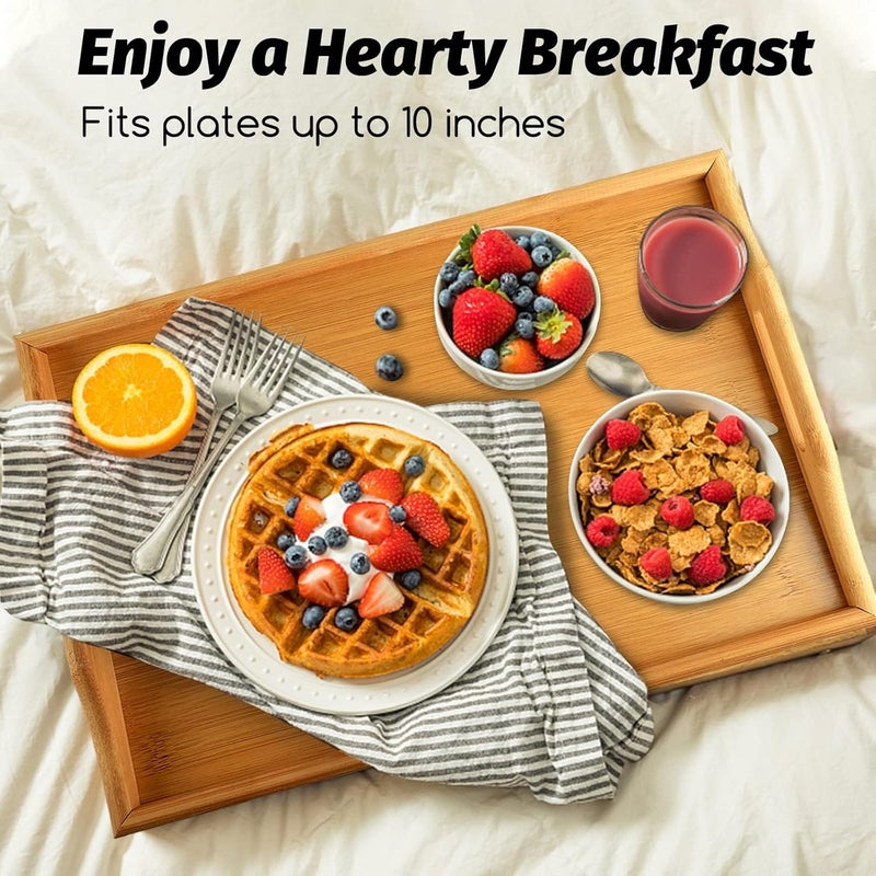 MorTime Bed Tray Table with Folding Legs, Bamboo Breakfast Tray with Handles for Bed, Sofa, Eating, Working, Foldable Laptop Desk Food Snack Tray Serving Tray - Image 5