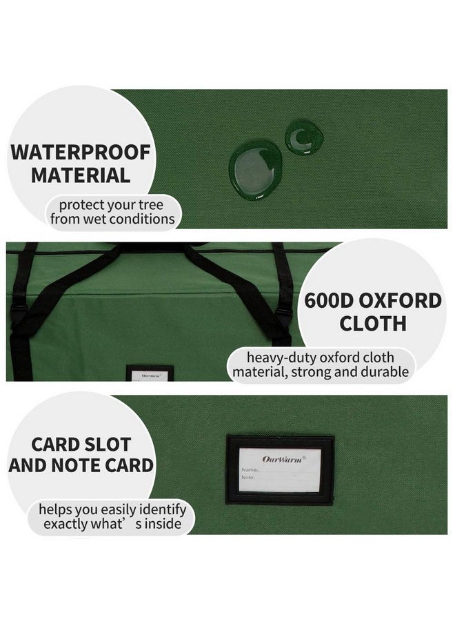 OurWarm OurWarm Christmas Tree Storage Bag Extra Large Heavy Duty Storage Containers with Reinforced Handles Zipper for 7.5ft Artificial Tree, 50" x 15" x 20" 600D Oxford Xmas Holiday Tree Storage Bag, Green  - Image 4