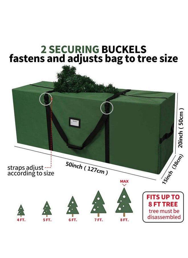 OurWarm OurWarm Christmas Tree Storage Bag Extra Large Heavy Duty Storage Containers with Reinforced Handles Zipper for 7.5ft Artificial Tree, 50" x 15" x 20" 600D Oxford Xmas Holiday Tree Storage Bag, Green  - Image 2