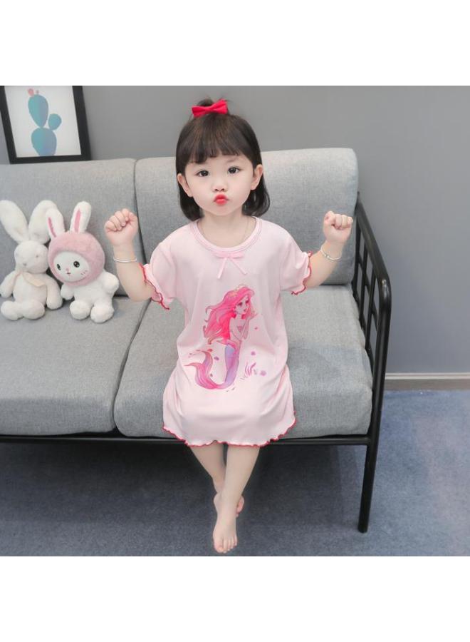 Girl's Nightdress Children's Pajamas Summer Thin Girl's Mermaid Princess Skirt Ice Silk Home Clothes