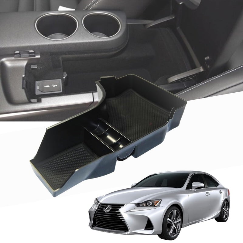  تي ار اكس اوتو منظم مسند الذراع المركزي من TRX AUTO لسيارات لكزس IS IS200t IS250 IS300 IS350 موديلات 2013 و2014 و2015 و2016 و2017 | صندوق تخزين مركزي مع صينية تنظيم | ملحقات لكزس - Image 1