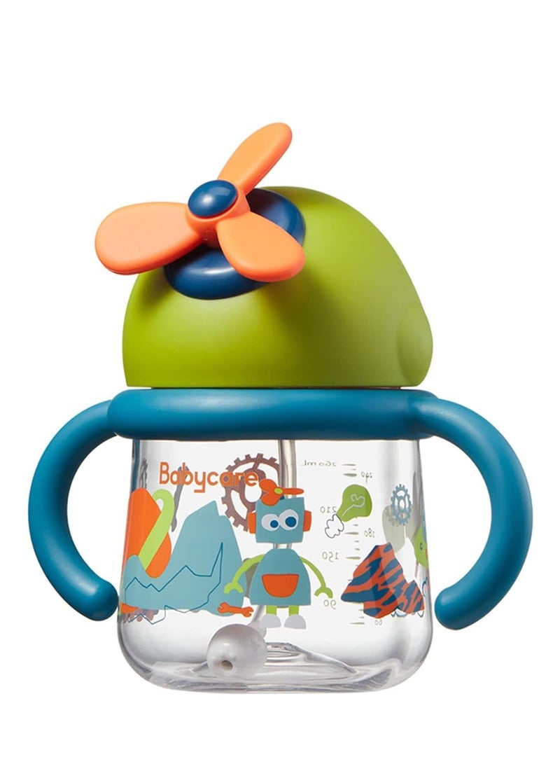 KASTWAVE Sippy Cup for Baby, No Spill Windmill Sippy Cups for Toddlers, Breakproof Tritan Toddler Sippy Cups with Silicone Soft Tip Straw and Handles for Infant, BPA Free 8.8oz - Image 1