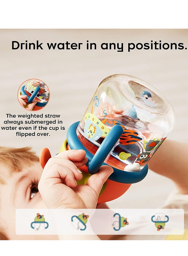 KASTWAVE Sippy Cup for Baby, No Spill Windmill Sippy Cups for Toddlers, Breakproof Tritan Toddler Sippy Cups with Silicone Soft Tip Straw and Handles for Infant, BPA Free 8.8oz - Image 4
