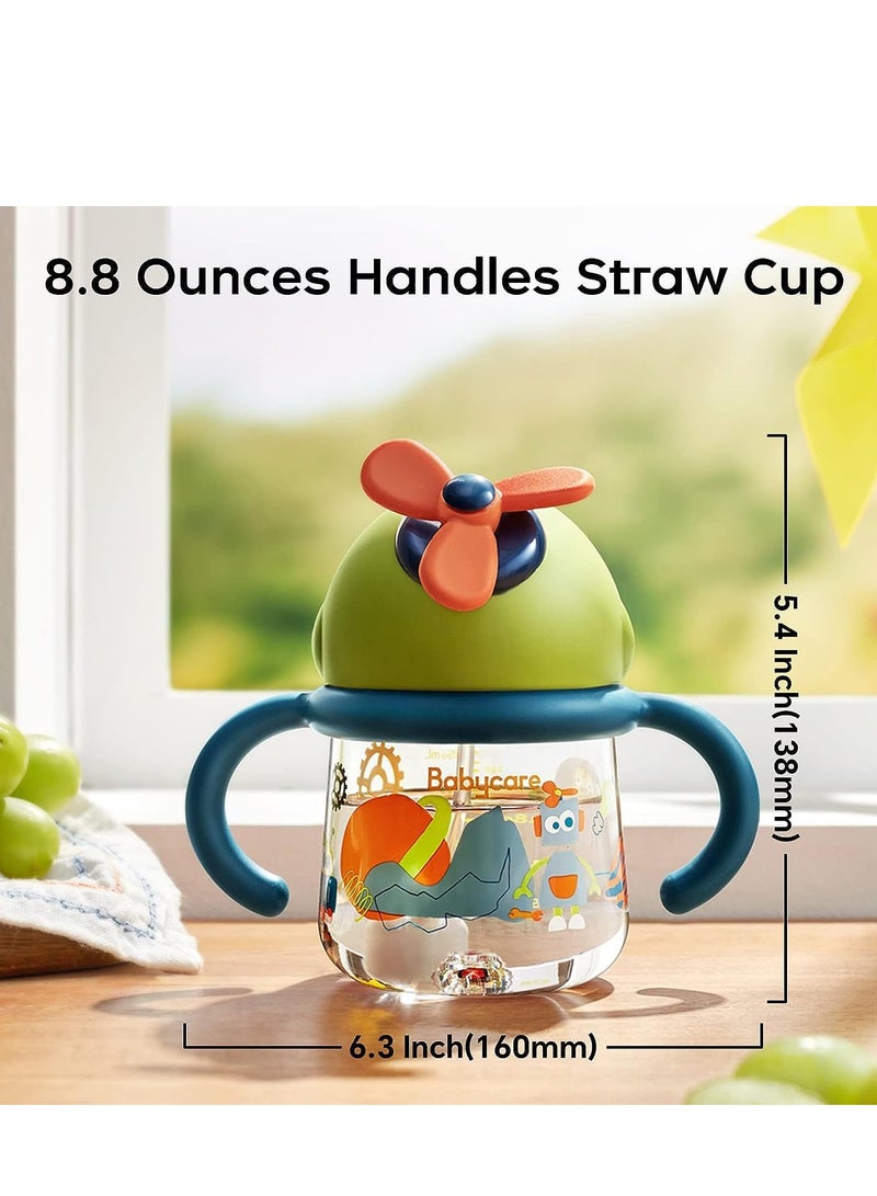 KASTWAVE Sippy Cup for Baby, No Spill Windmill Sippy Cups for Toddlers, Breakproof Tritan Toddler Sippy Cups with Silicone Soft Tip Straw and Handles for Infant, BPA Free 8.8oz - Image 3