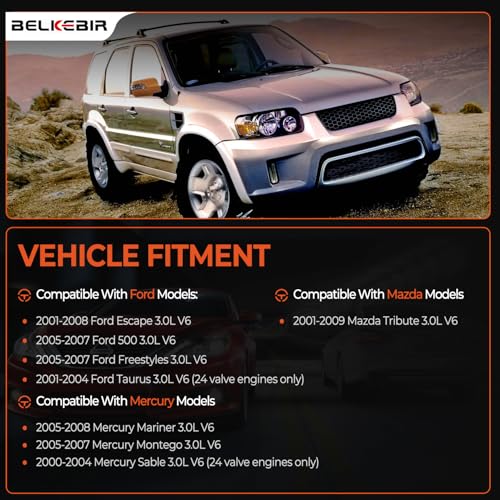 BELKEBIR Set of 6 Ignition Coil Pack & Iridium Spark Plugs Compatible with 3.0L V6 2001-2008 Ford Escape 500 Five Hundred Freestyles Taurus Mazda Tribute Mercury Mariner Montego Sable Replace DG500 FD502 SP493 - Image 2