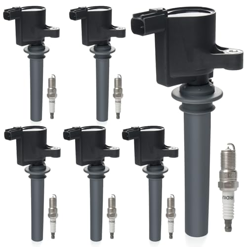 BELKEBIR Set of 6 Ignition Coil Pack & Iridium Spark Plugs Compatible with 3.0L V6 2001-2008 Ford Escape 500 Five Hundred Freestyles Taurus Mazda Tribute Mercury Mariner Montego Sable Replace DG500 FD502 SP493 - Image 1