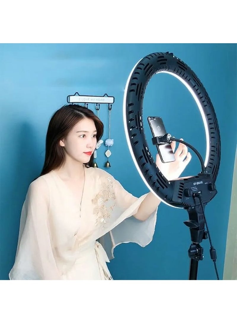 بلوكاما إضاءة حلقية (رينج لايت) ملونة RGB احترافية LIVE-R56 Pro مقاس 560 ملم من بلوكاما (PLOKAMA) مع حامل ثلاثي القوايم، 3 حوامل للهاتف، منفذي شحن USB، وجهاز تحكم - Image 5