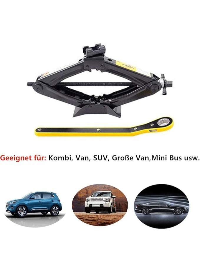 1-Ton Scissor Car Jack Kit - Portable Floor Jack with Smart Mechanism - Lightweight & Easy-to-Use Emergency Tool for Auto, SUV, MPV - Image 3