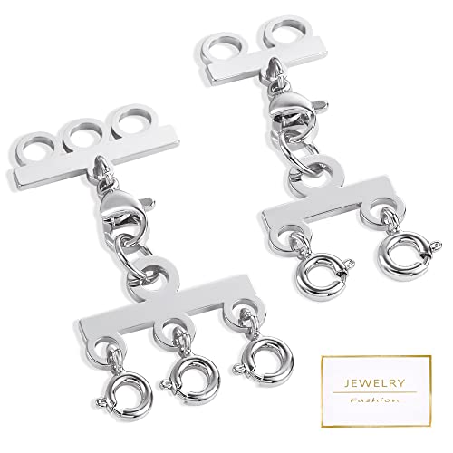 ALEXCRAFT Silver Necklace Separator for Layering Necklace Layering Clasps Connectors for Multiple Necklaces2 PCS - Image 1