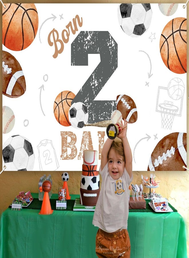 Balterever Born Two Ball Birthday Decorations Sports Theme 2nd Birthday Party Decorations with Born 2 Ball Bday Backdrop Banner for 2 Years Old Basketball Decors - Image 3
