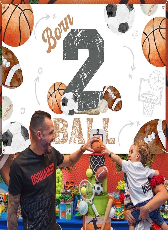 Balterever Born Two Ball Birthday Decorations Sports Theme 2nd Birthday Party Decorations with Born 2 Ball Bday Backdrop Banner for 2 Years Old Basketball Decors - Image 4