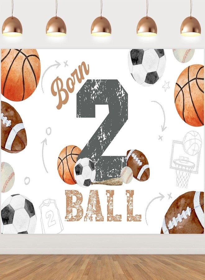 Balterever Born Two Ball Birthday Decorations Sports Theme 2nd Birthday Party Decorations with Born 2 Ball Bday Backdrop Banner for 2 Years Old Basketball Decors - Image 1