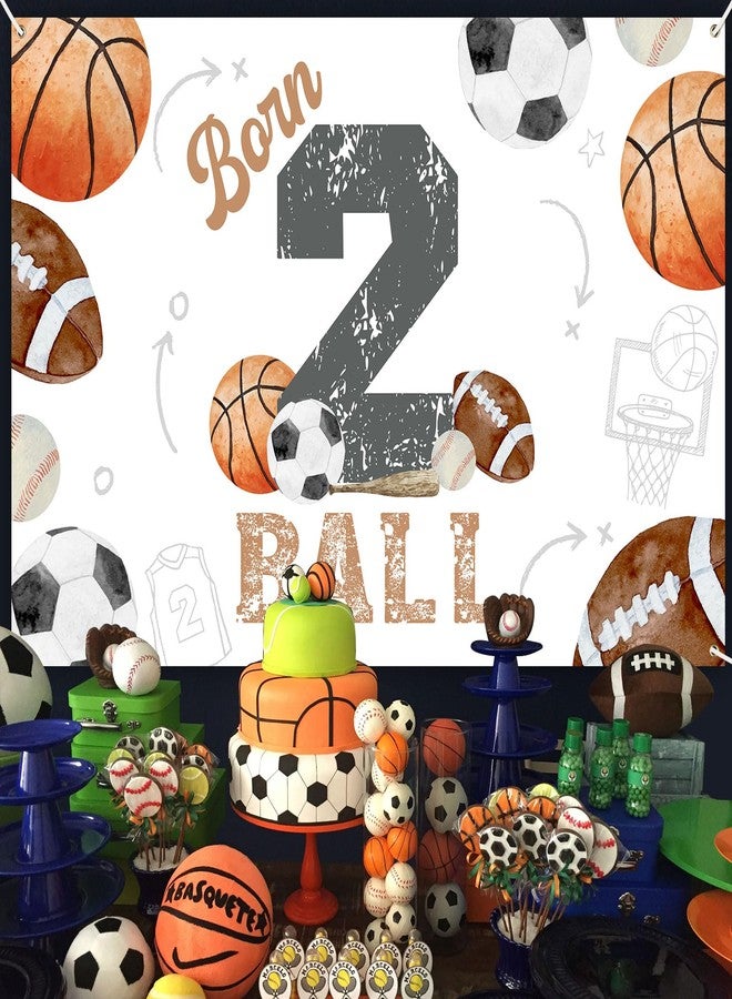 Balterever Born Two Ball Birthday Decorations Sports Theme 2nd Birthday Party Decorations with Born 2 Ball Bday Backdrop Banner for 2 Years Old Basketball Decors - Image 2