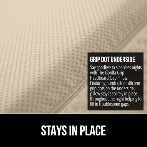 GORILLA GRIP Patent Pending Bed Wedge Pillow Headboard Gap Filler, US Designed, Comfortable Supportive High Density Foam Pillows, Stay in Place Gripping Dots, Wedges Between Mattress, Twin/XL Gray - Image 4