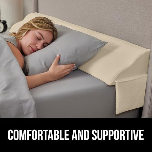 GORILLA GRIP Patent Pending Bed Wedge Pillow Headboard Gap Filler, US Designed, Comfortable Supportive High Density Foam Pillows, Stay in Place Gripping Dots, Wedges Between Mattress, Twin/XL Gray - Image 5